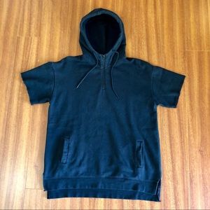 PacSun Hooded Short Sleeve Oversized Sweater Black